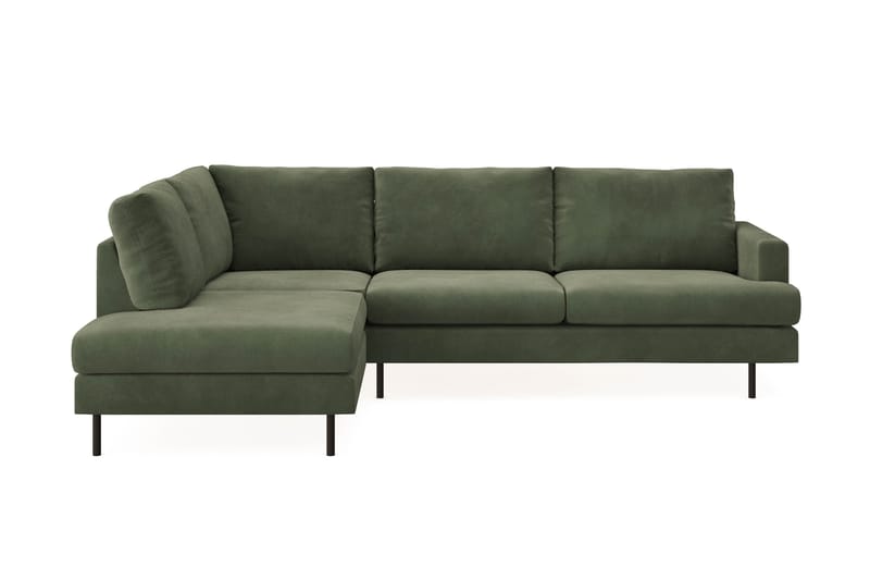 Menard Compact 4-sits Vänstervänd L-formad Schäslongsoffa i Manchester - Grön - Möbler - Vardagsrum - Soffor - Divansoffa & schäslong