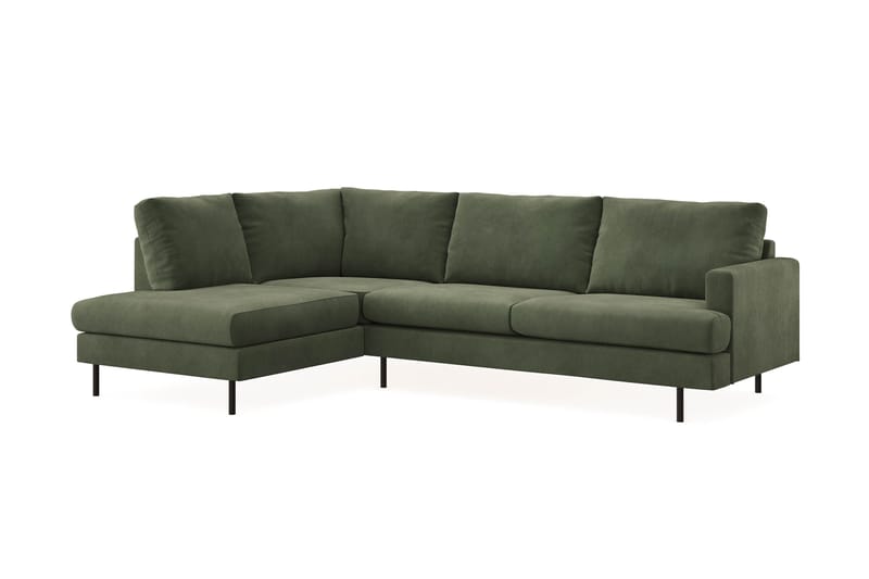 Menard Compact 4-sits Vänstervänd L-formad Schäslongsoffa i Manchester - Grön - Möbler - Vardagsrum - Soffor - Divansoffa & schäslong