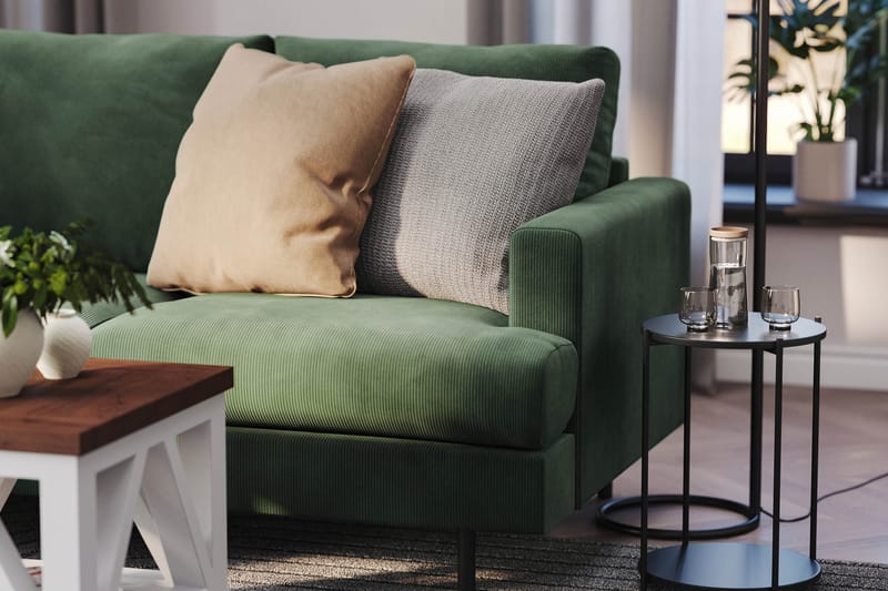 Menard Compact 4-sits Vänstervänd L-formad Schäslongsoffa i Manchester - Grön - Möbler - Vardagsrum - Soffor - Divansoffa & schäslong