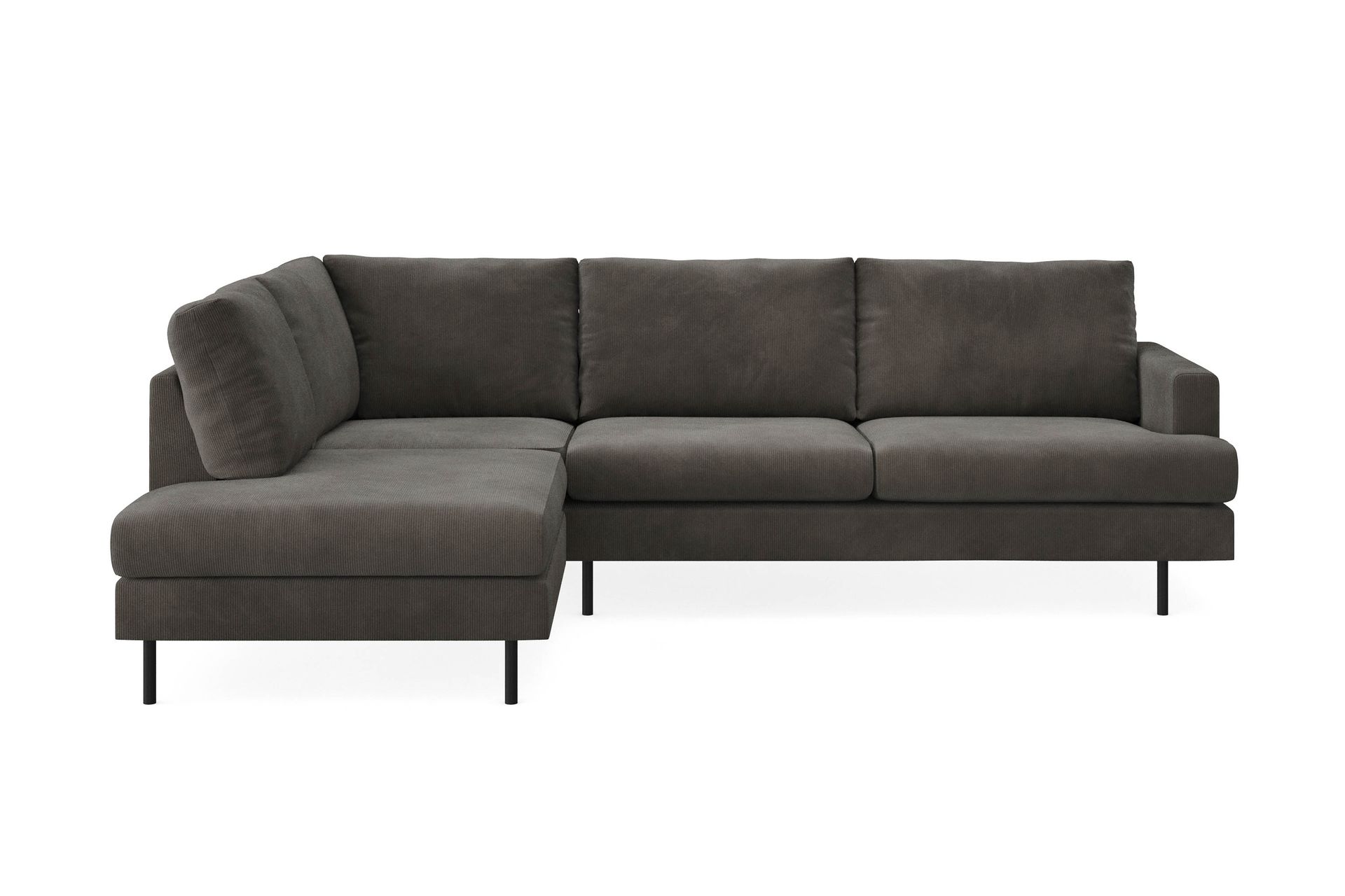 Menard Compact 4-sits Vänstervänd L-formad Schäslongsoffa i Manchester - Mörkgrå - Möbler - Vardagsrum - Soffor - Divansoffa & schäslong
