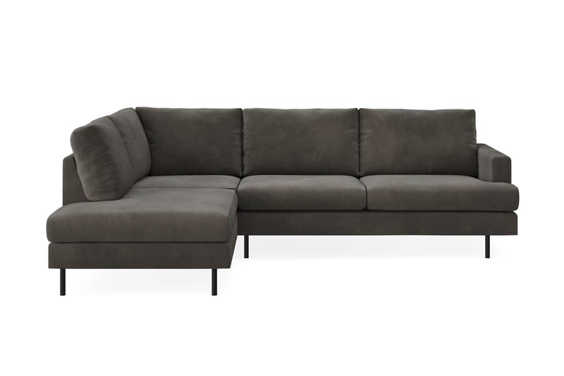 Menard Compact 4-sits Vänstervänd L-formad Schäslongsoffa i Manchester - Mörkgrå - Möbler - Vardagsrum - Soffor - Divansoffa & schäslong