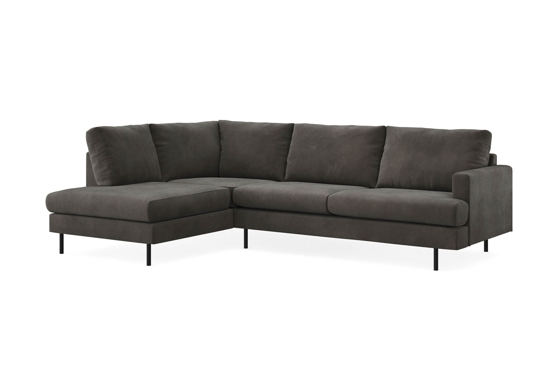 Menard Compact 4-sits Vänstervänd L-formad Schäslongsoffa i Manchester - Mörkgrå - Möbler - Vardagsrum - Soffor - Divansoffa & schäslong