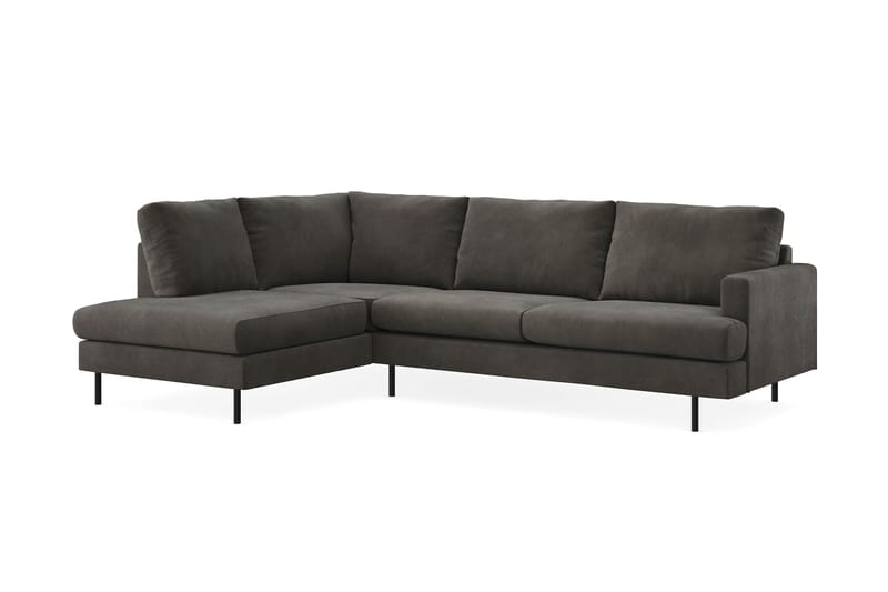 Menard Compact 4-sits Vänstervänd L-formad Schäslongsoffa i Manchester - Mörkgrå - Möbler - Vardagsrum - Soffor - Divansoffa & schäslong