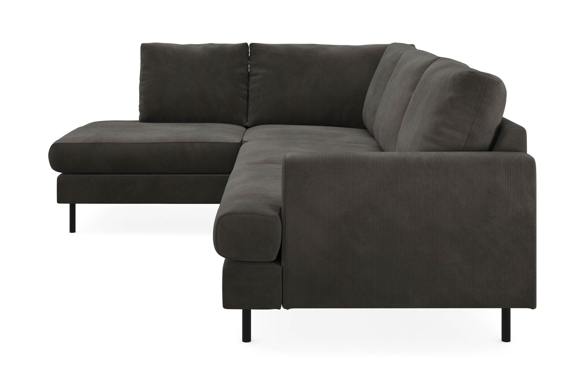 Menard Compact 4-sits Vänstervänd L-formad Schäslongsoffa i Manchester - Mörkgrå - Möbler - Vardagsrum - Soffor - Divansoffa & schäslong