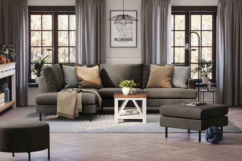 Menard Compact 4-sits Vänstervänd L-formad Schäslongsoffa i Manchester - Mörkgrå - Möbler - Vardagsrum - Soffor - Divansoffa & schäslong
