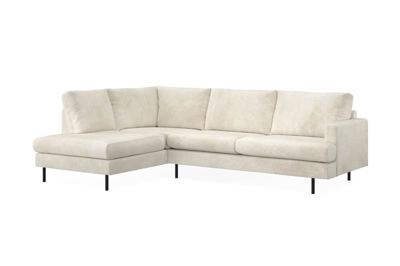 Menard Compact 4-sits Vänstervänd L-formad Schäslongsoffa i Sammet - Krämvit - Möbler - Vardagsrum - Soffor - Divansoffa & schäslong