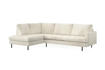 Menard Compact 4-sits Vänstervänd L-formad Schäslongsoffa i Sammet - Krämvit - Möbler - Vardagsrum - Soffor - Divansoffa & schäslong