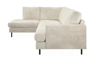 Menard Compact 4-sits Vänstervänd L-formad Schäslongsoffa i Sammet - Krämvit - Möbler - Vardagsrum - Soffor - Divansoffa & schäslong