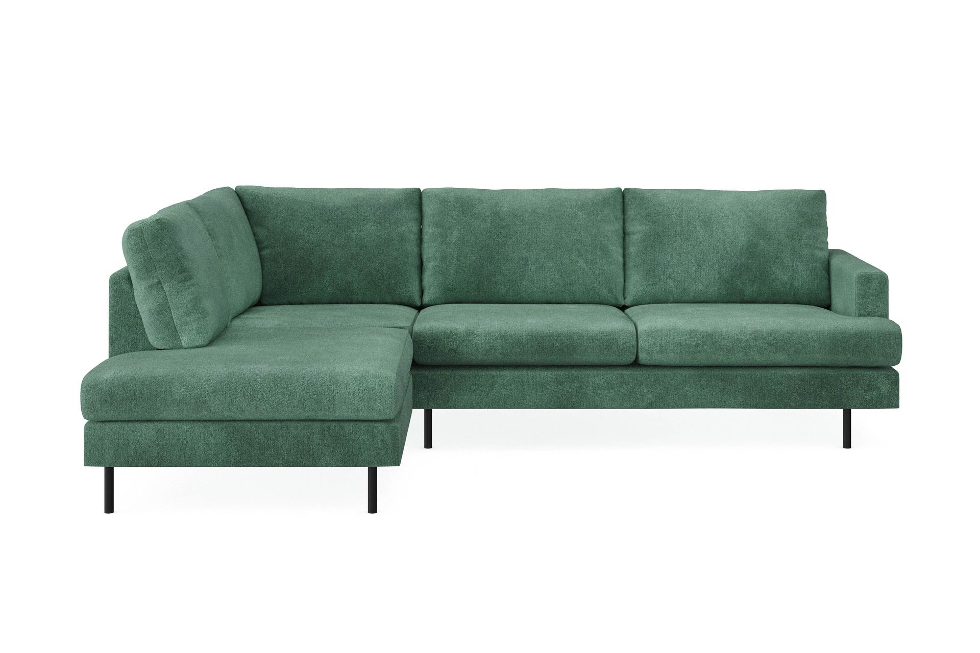 Menard Compact 4-sits Vänstervänd L-formad Schäslongsoffa i Sammet - Mörkgrön - Möbler - Vardagsrum - Soffor - Divansoffa & schäslong