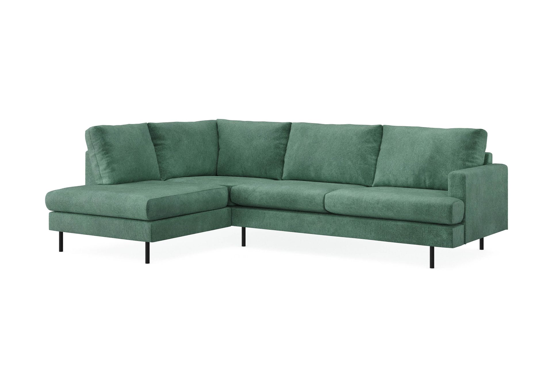 Menard Compact 4-sits Vänstervänd L-formad Schäslongsoffa i Sammet - Mörkgrön - Möbler - Vardagsrum - Soffor - Divansoffa & schäslong