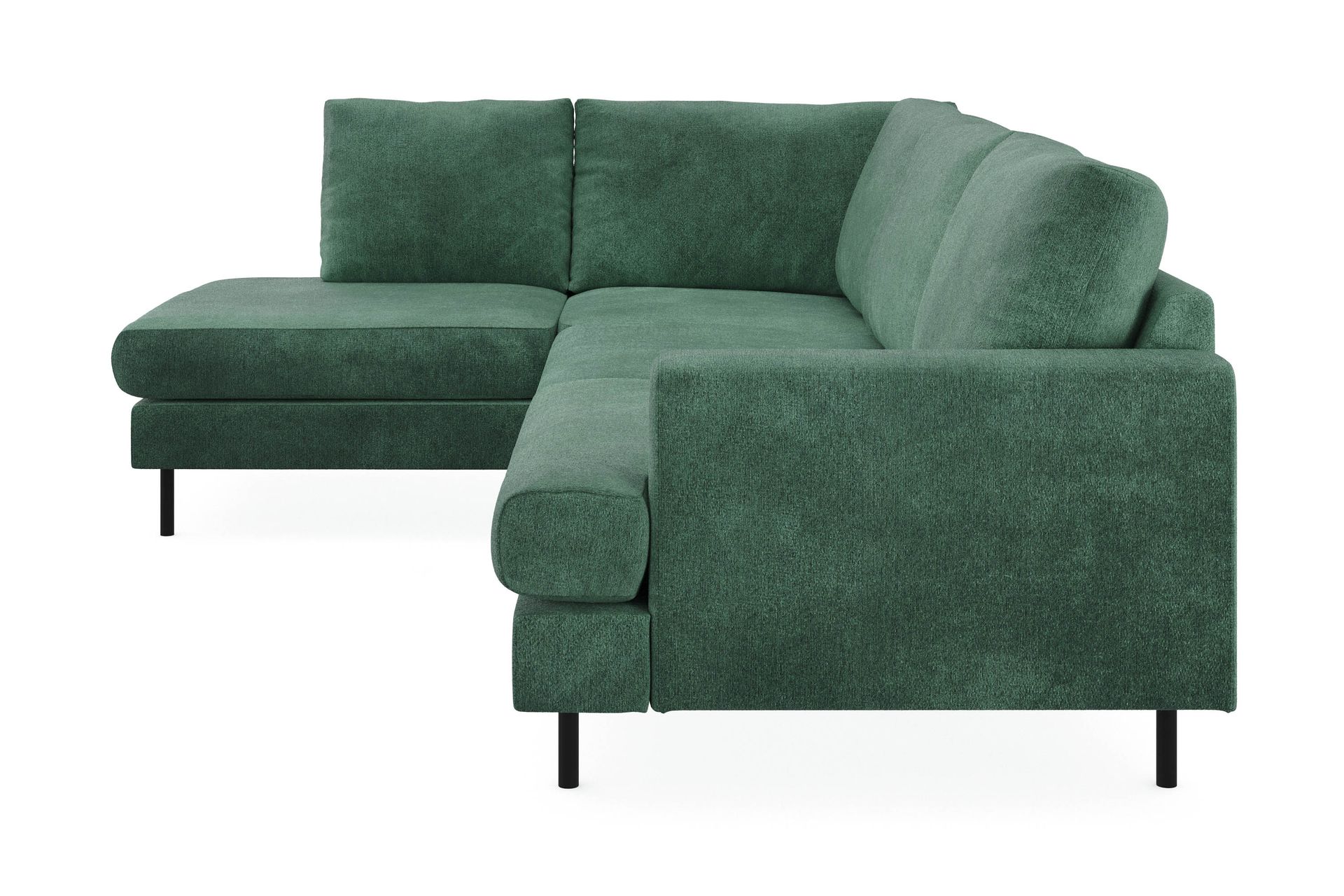 Menard Compact 4-sits Vänstervänd L-formad Schäslongsoffa i Sammet - Mörkgrön - Möbler - Vardagsrum - Soffor - Divansoffa & schäslong