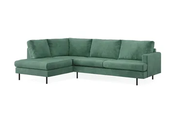 Menard Compact 4-sits Vänstervänd L-formad Schäslongsoffa i Sammet - Mörkgrön - Möbler - Vardagsrum - Soffor - Divansoffa & schäslong