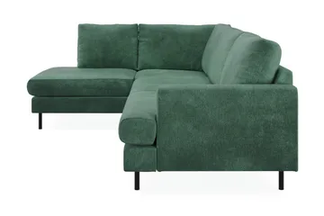 Menard Compact 4-sits Vänstervänd L-formad Schäslongsoffa i Sammet - Mörkgrön - Möbler - Vardagsrum - Soffor - Divansoffa & schäslong
