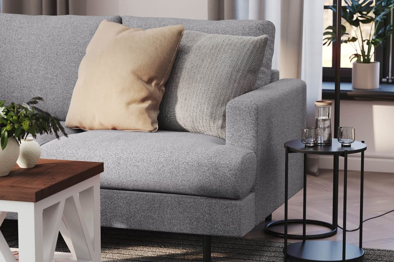 Menard Compact 4-sits Vänstervänd L-formad Schäslongsoffa i Tyg - Grå - Möbler - Vardagsrum - Soffor - Divansoffa & schäslong