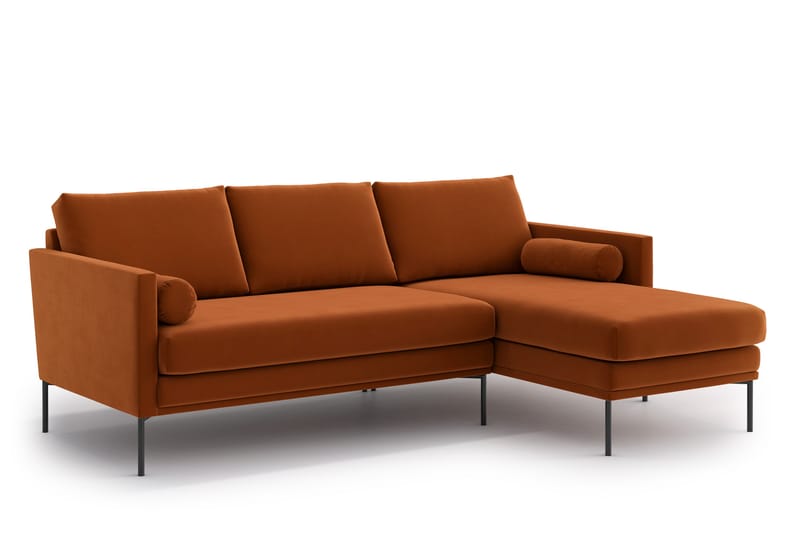 MICHELE 3-sits Divansoffa Sammet/Orange/Brun - Divansoffa & schäslong