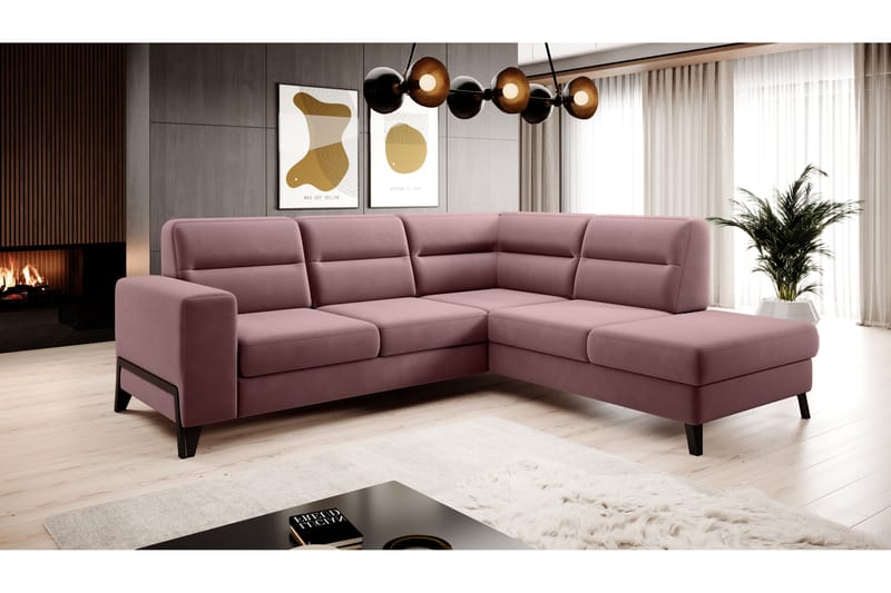 Mikuru Soffa m. Schäslong 4-sits Rosa - Divansoffa & schäslong - Sammetssoffor