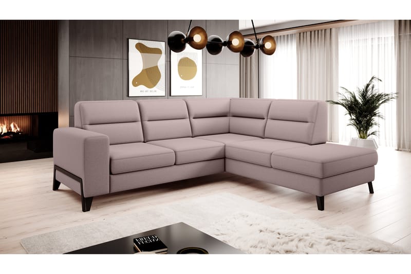 Mikuru Soffa m. Schäslong 4-sits Rosa - Divansoffa & schäslong