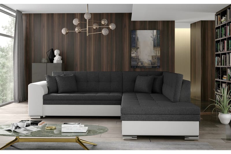 Moclino Soffa med Schäslong Höger, Grå/Vit