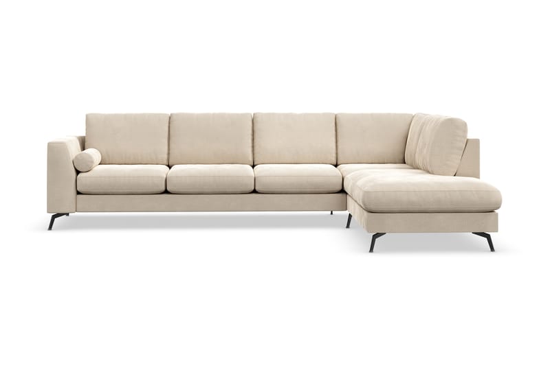 NASHVILLE LYX 4-sits Soffa med Schäslong Höger Sammet Beige - Divansoffa & schäslong