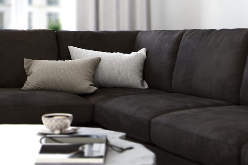 NASHVILLE LYX 4-sits Soffa med Schäslong Vänster Sammet Mörk - Möbler - Vardagsrum - Soffor - Divansoffa & schäslong