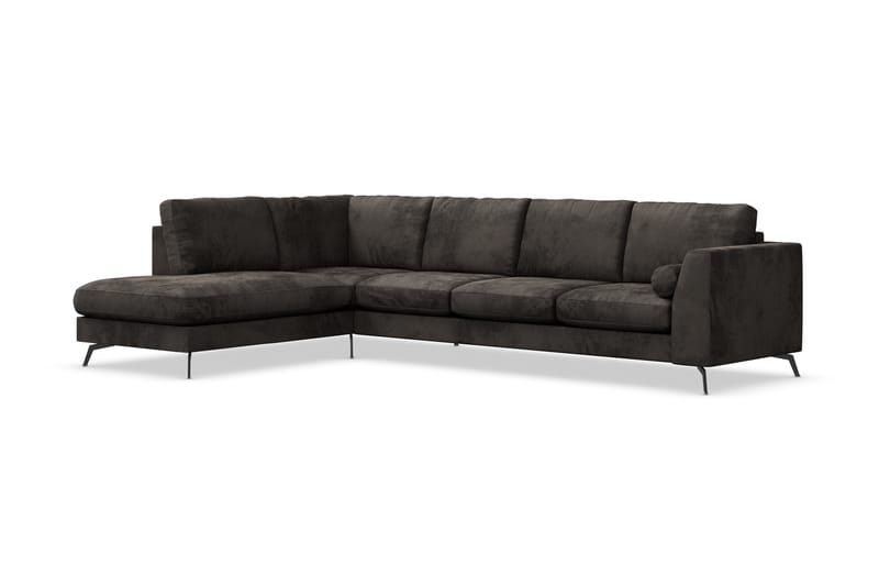 NASHVILLE LYX 4-sits Soffa med Schäslong Vänster Sammet Mörk - Möbler - Vardagsrum - Soffor - Divansoffa & schäslong