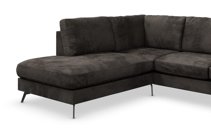 NASHVILLE LYX 4-sits Soffa med Schäslong Vänster Sammet Mörk - Möbler - Vardagsrum - Soffor - Divansoffa & schäslong