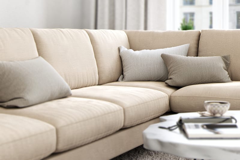 NASHVILLE LYX U-soffa med Schäslong Höger Sammet Beige - Möbler - Vardagsrum - Soffor - Divansoffa & schäslong