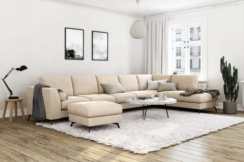 NASHVILLE LYX U-soffa med Schäslong Höger Sammet Beige - Möbler - Vardagsrum - Soffor - Divansoffa & sch�äslong