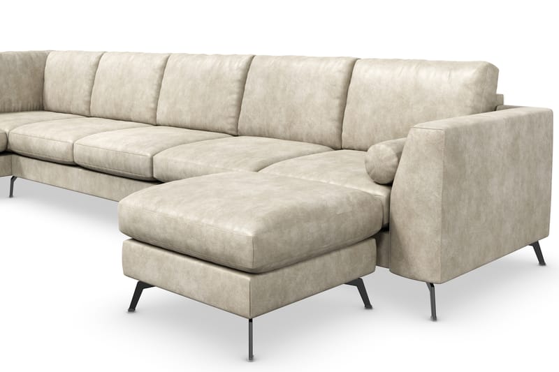 NASHVILLE LYX U-soffa med Schäslong Vänster Konstläder Beige - Divansoffa & schäslong