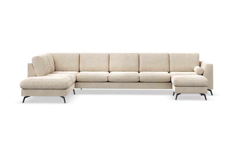 NASHVILLE LYX U-soffa med Schäslong Vänster Sammet Beige - Möbler - Vardagsrum - Soffor - Divansoffa & schäslong
