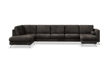 NASHVILLE LYX U-soffa med Schäslong Vänster Sammet Mörkgrå