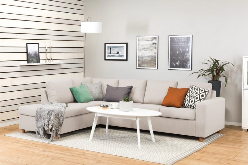 NEW YORK 3-sits Soffa med Schäslong Vänster Beige - Möbler - Vardagsrum - Soffor - Divansoffa & schäslong