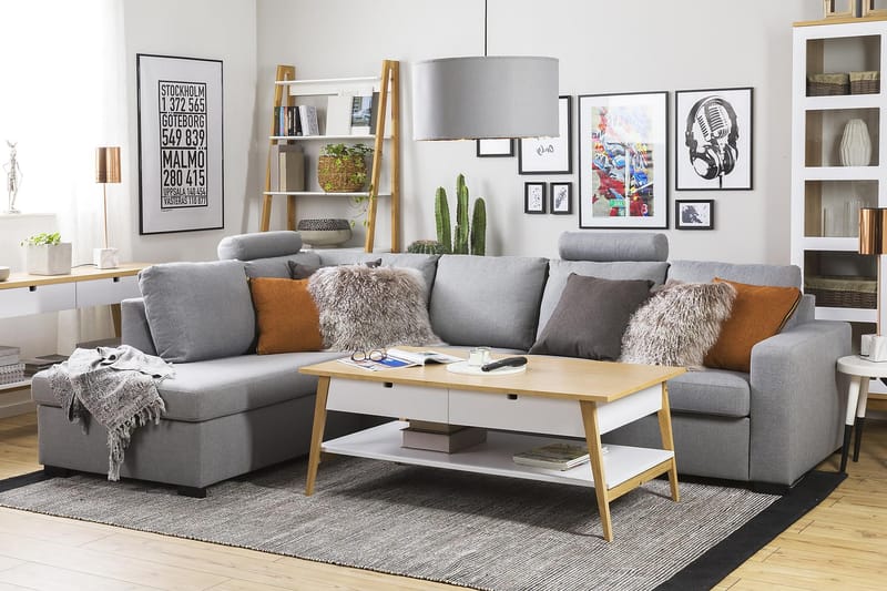 NEW YORK 3-sits Soffa med Schäslong Vänster Ljusgrå - Möbler - Vardagsrum - Soffor - Divansoffa & schäslong