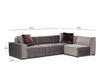 Nightcap Soffa m. Divan 4-sits - Grå - Möbler - Vardagsrum - Soffor - Modulsoffor - Komplett modulsoffa
