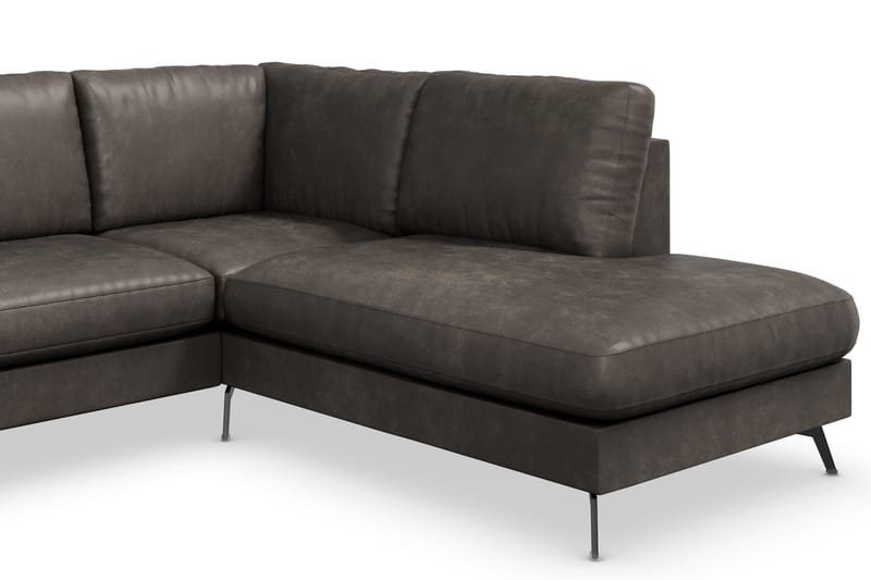 Ocean Lyx 4-sits Högervänd L-formad Schäslongsoffa i Konstläder - Mörkgrå - Möbler - Vardagsrum - Soffor - Divansoffa & schäslong