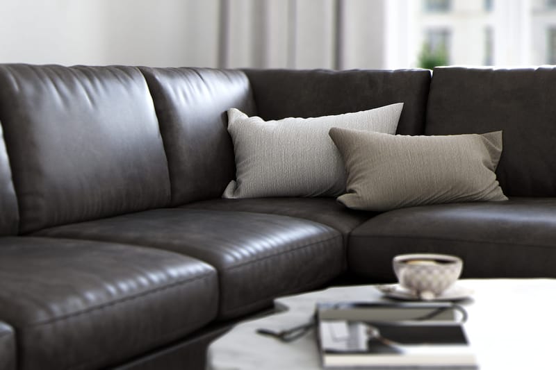 Ocean Lyx 4-sits Högervänd L-formad Schäslongsoffa i Konstläder - Mörkgrå - Möbler - Vardagsrum - Soffor - Divansoffa & schäslong