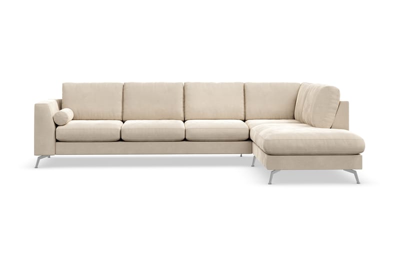 Ocean Lyx 4-sits Högervänd L-formad Schäslongsoffa i Sammet - Beige - Möbler - Vardagsrum - Soffor - Divansoffa & schäslong