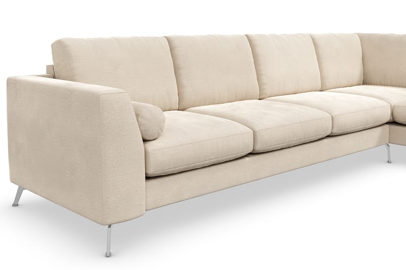 Ocean Lyx 4-sits Högervänd L-formad Schäslongsoffa i Sammet - Beige - Möbler - Vardagsrum - Soffor - Divansoffa & schäslong