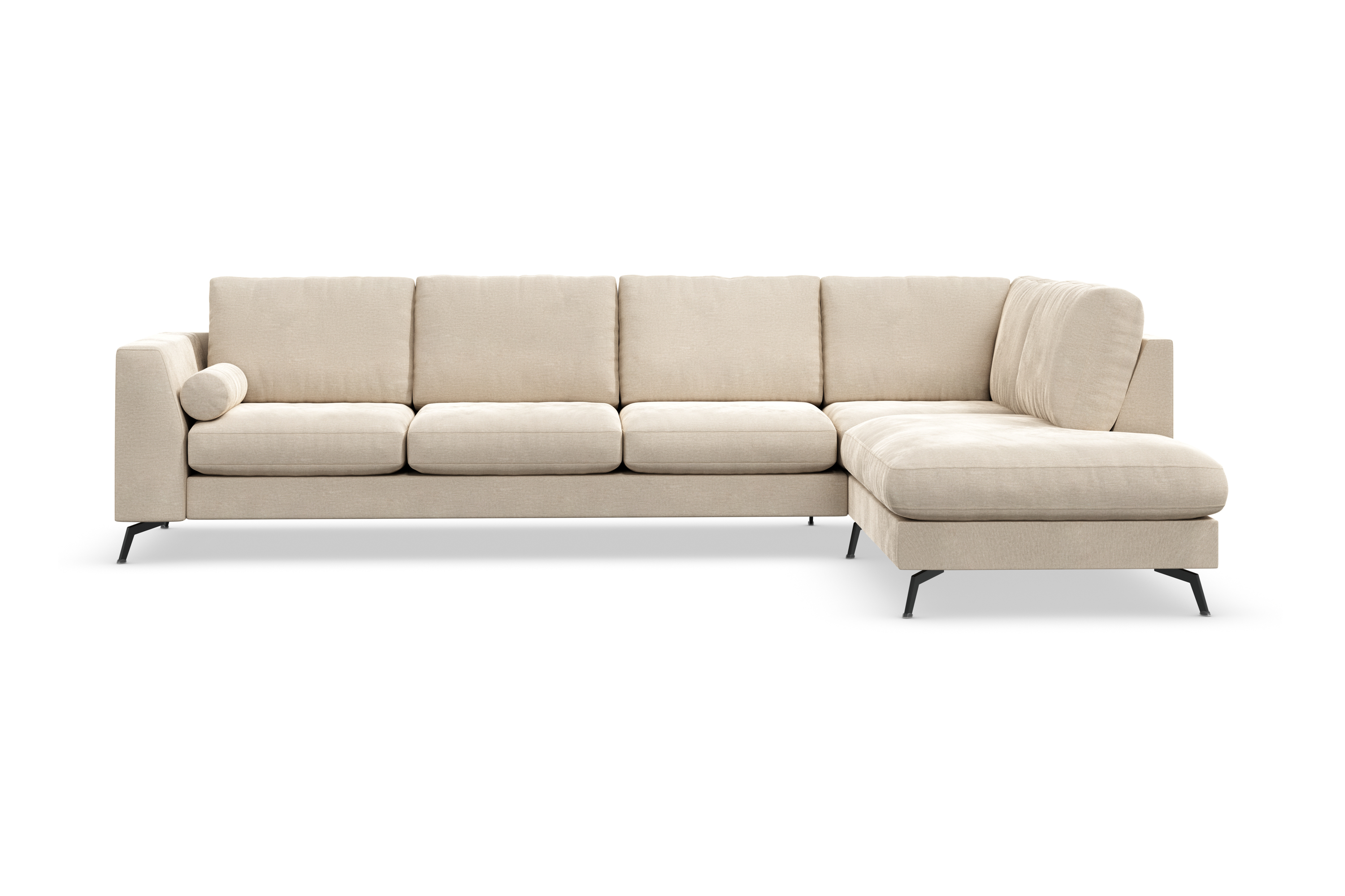 ocean lyx 4-sits högervänd l-formad schäslongsoffa i sammet - beige