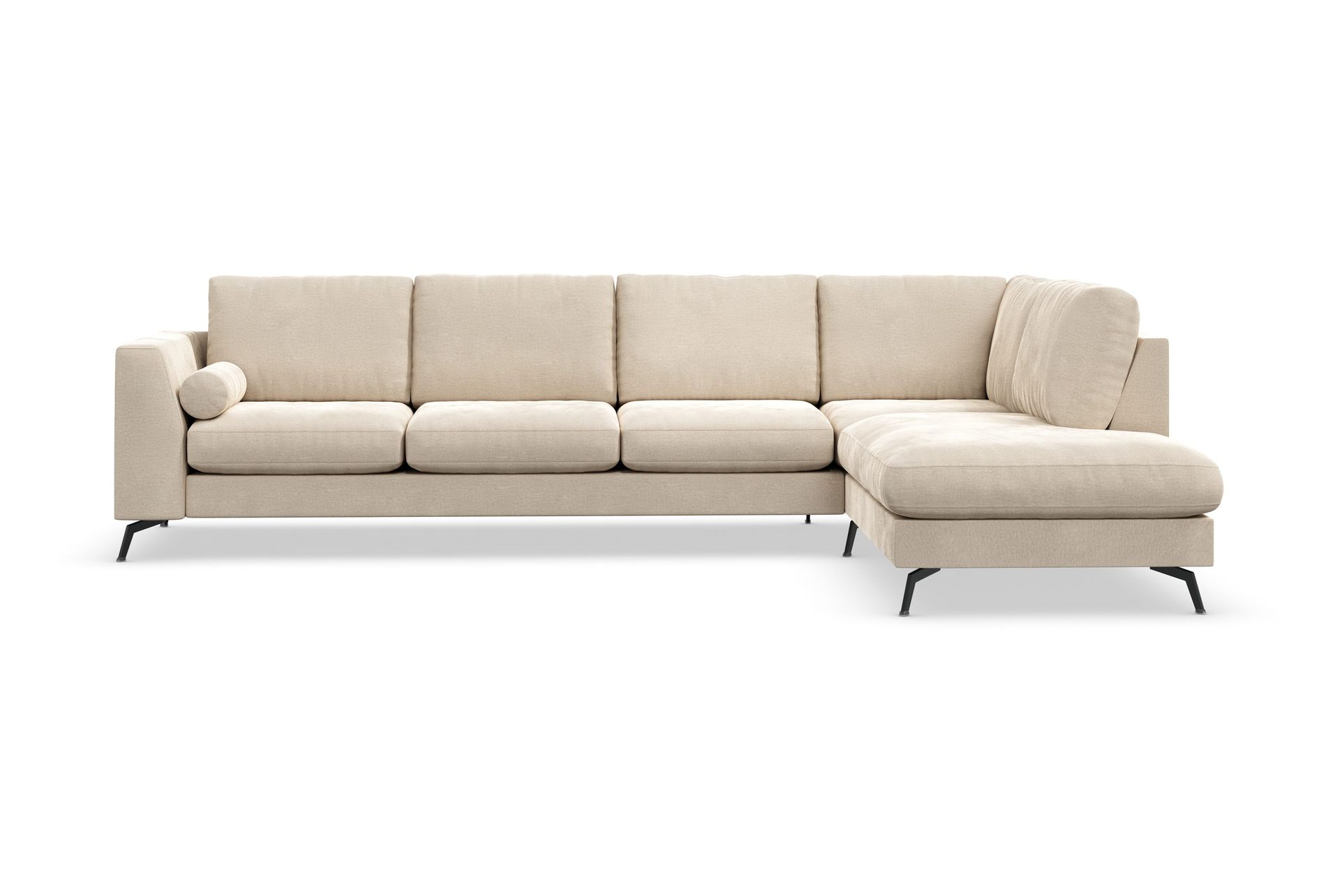 ocean lyx 4-sits högervänd l-formad schäslongsoffa i sammet - beige