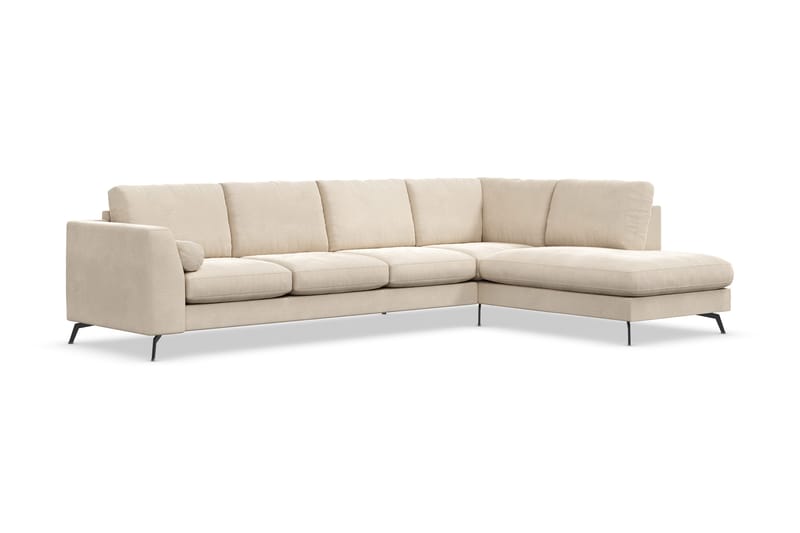 Ocean Lyx 4-sits Högervänd L-formad Schäslongsoffa i Sammet - Beige - Möbler - Vardagsrum - Soffor - Divansoffa & schäslong