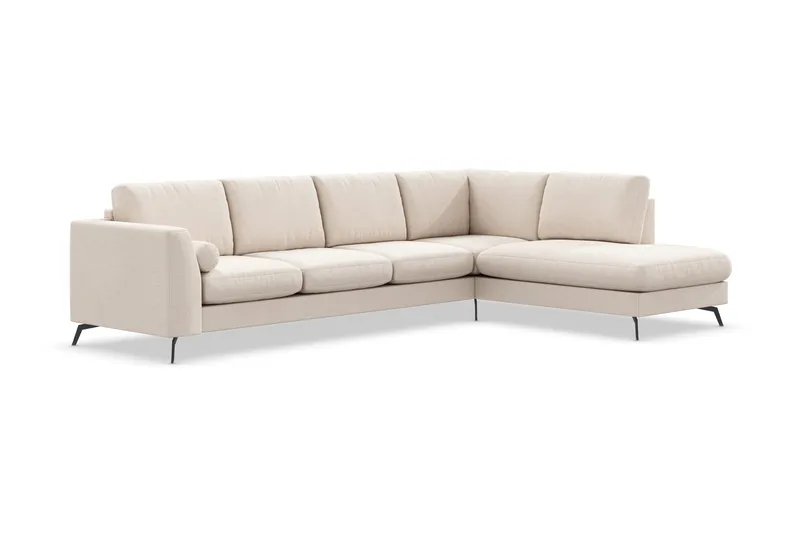 Ocean Lyx 4-sits Högervänd L-formad Schäslongsoffa i Tyg - Beige - Möbler - Vardagsrum - Soffor - Divansoffa & schäslong