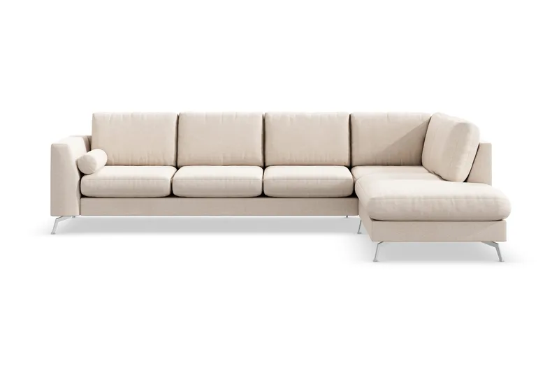 Ocean Lyx 4-sits Högervänd L-formad Schäslongsoffa i Tyg - Beige - Möbler - Vardagsrum - Soffor - Divansoffa & schäslong