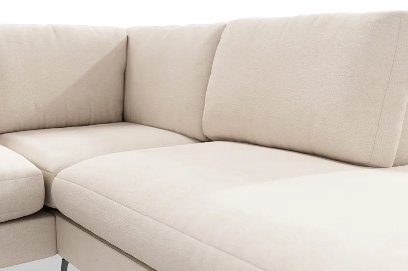 Ocean Lyx 4-sits Högervänd L-formad Schäslongsoffa i Tyg - Beige - Möbler - Vardagsrum - Soffor - Divansoffa & schäslong
