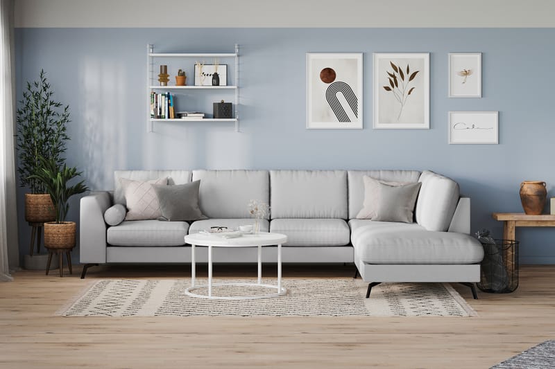 Ocean Lyx 4-sits Högervänd L-formad Schäslongsoffa i Tyg - Grå - Möbler - Vardagsrum - Soffor - Divansoffa & schäslong
