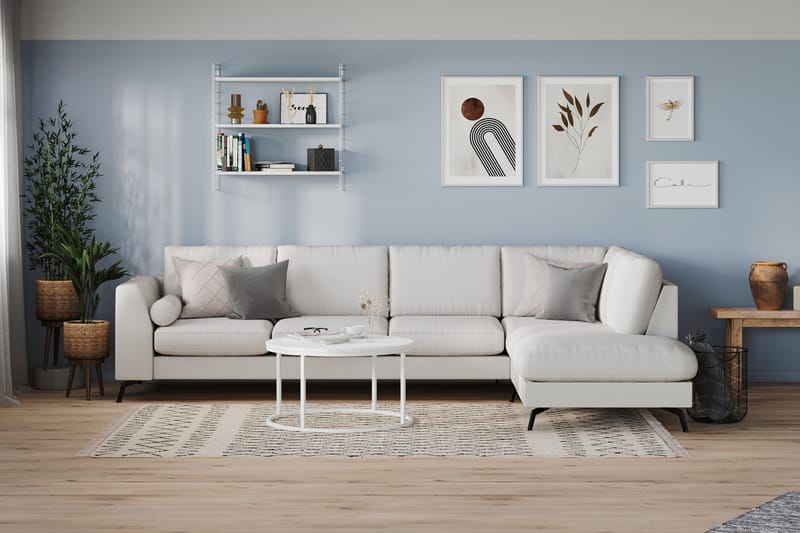 Ocean Lyx 4-sits Högervänd L-formad Schäslongsoffa i Tyg - Ljusgrå - Möbler - Vardagsrum - Soffor - Divansoffa & schäslong