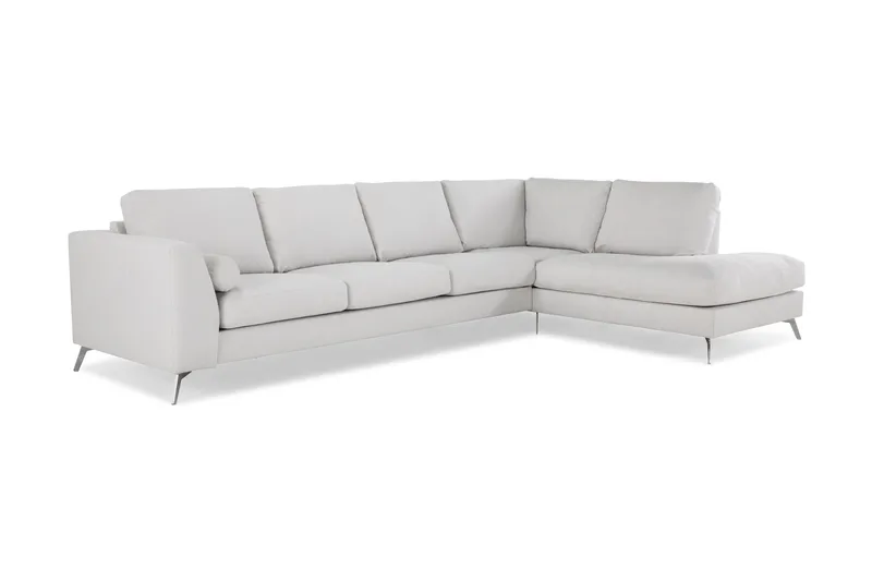 Ocean Lyx 4-sits Högervänd L-formad Schäslongsoffa i Tyg - Ljusgrå - Möbler - Vardagsrum - Soffor - Divansoffa & schäslong