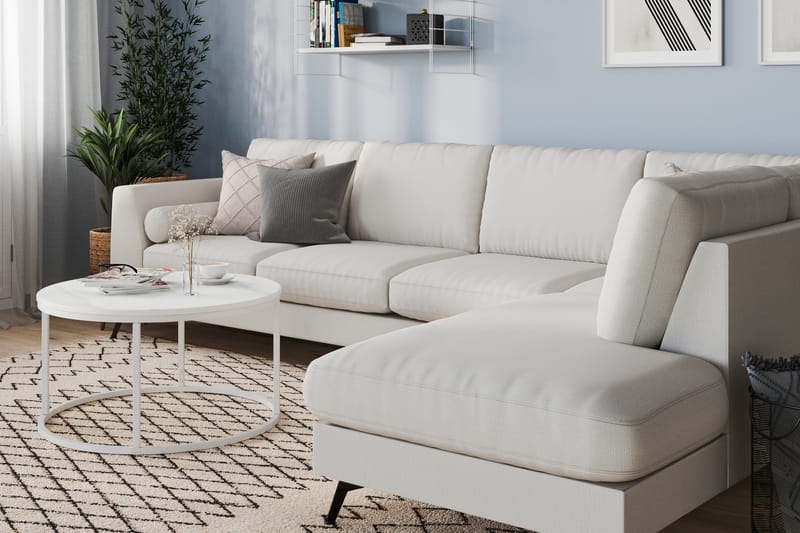 Ocean Lyx 4-sits Högervänd L-formad Schäslongsoffa i Tyg - Ljusgrå - Möbler - Vardagsrum - Soffor - Divansoffa & schäslong