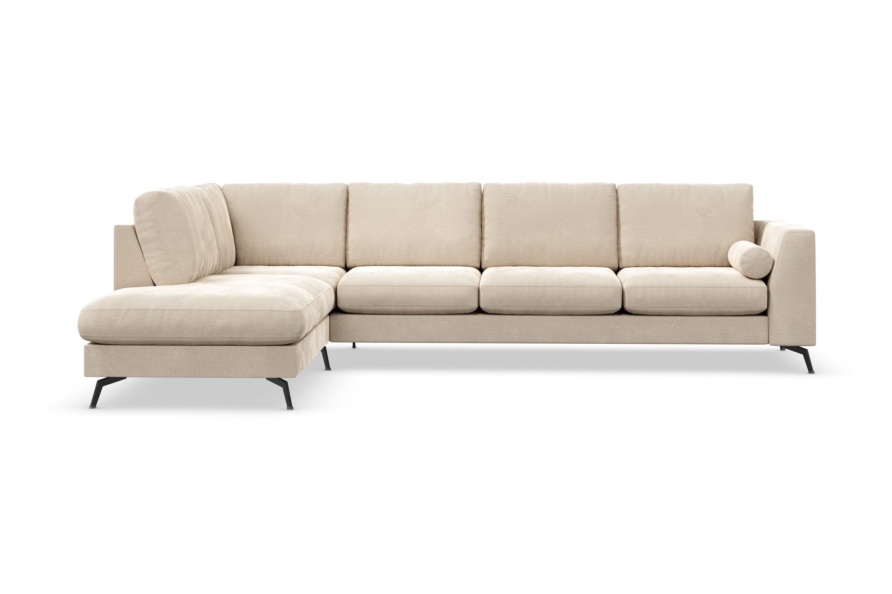 ocean lyx 4-sits vänstervänd l-formad schäslongsoffa i sammet - beige