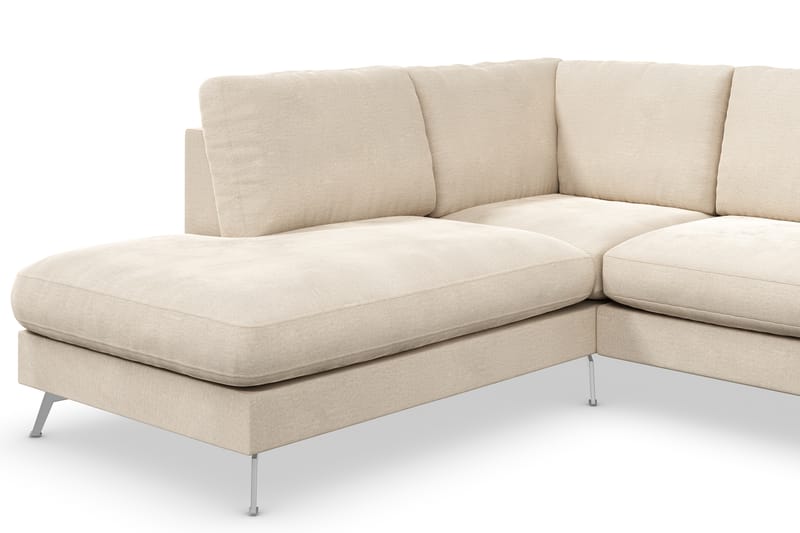 Ocean Lyx 4-sits Vänstervänd L-formad Schäslongsoffa i Sammet - Beige - Möbler - Vardagsrum - Soffor - Divansoffa & schäslong